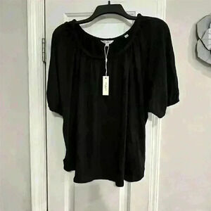 Max Studio Women's Black Bubble Short Sleeve Textured Blouse Size S